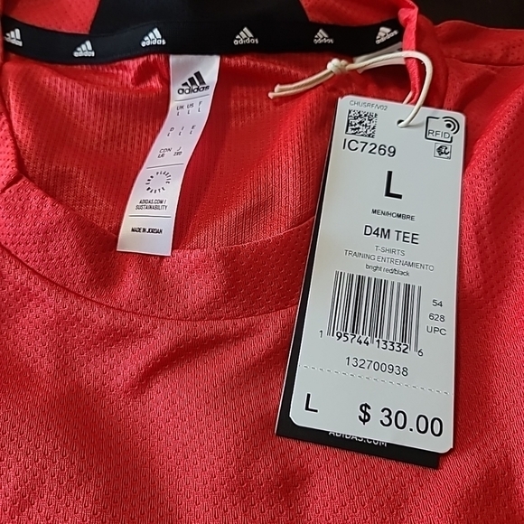 New Adidas D4M Tee Aeroready Red/BLK Logo Short Sleeve T-Shirt Unisex Size L $30 - Picture 2 of 8